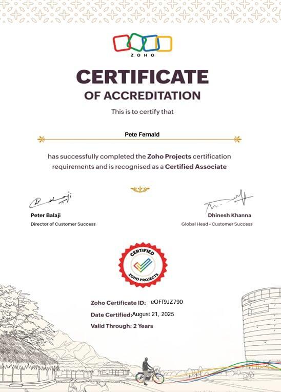 Zoho Certificate of Accreditation