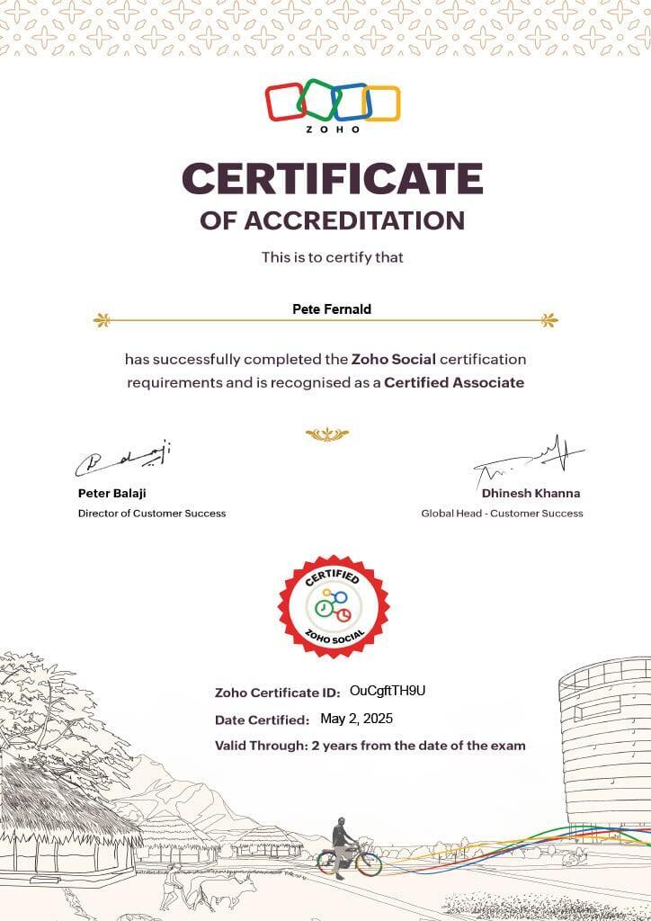 Zoho Certificate of Accreditation