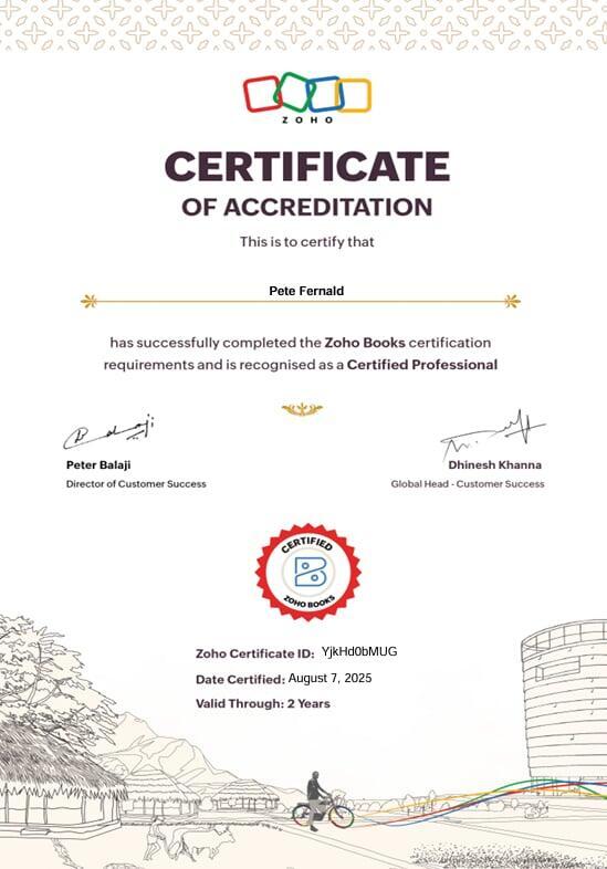 Zoho Certificate of Accreditation