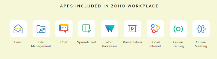 Apps included in Zoho Workplace